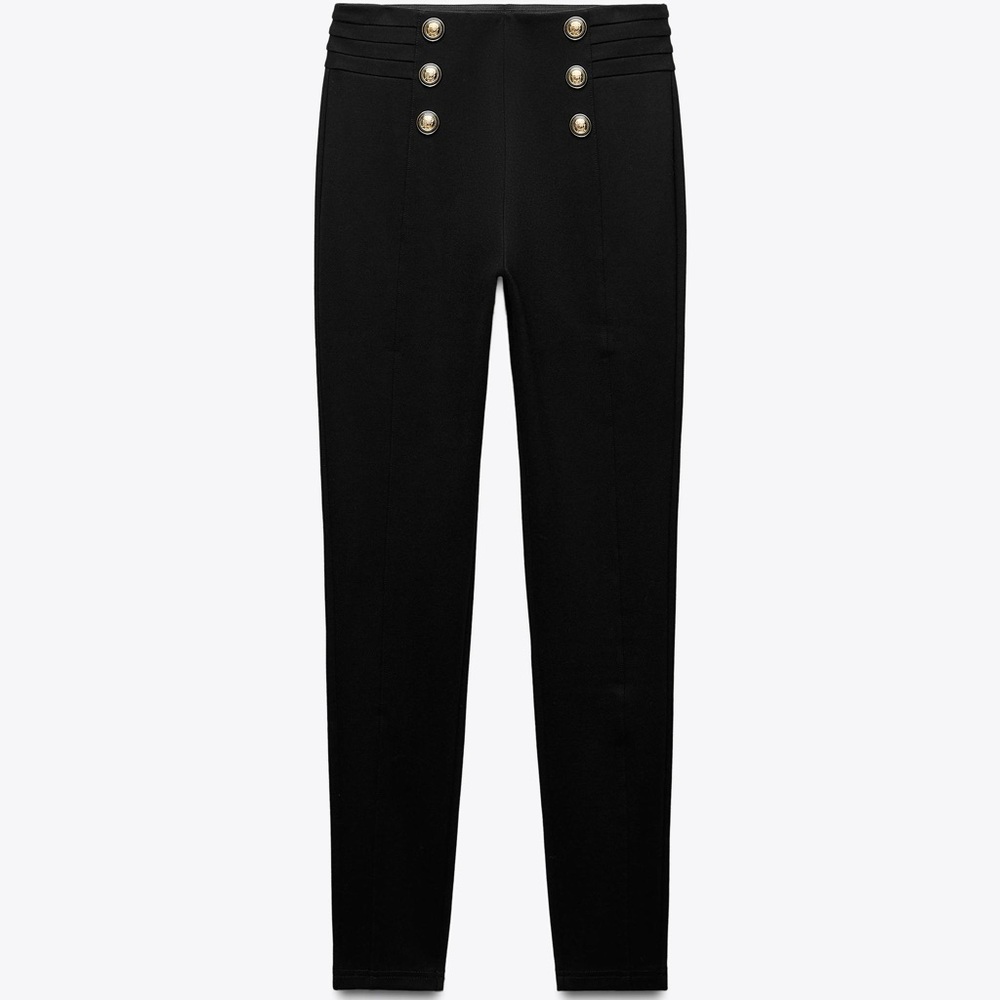 Black High-Waisted Buttoned Pants